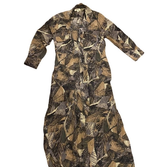 L'agence CAMERON PRINTED SILK CREPE DE CHINE MAXI SHIRT DRESS  size M - Picture 4 of 7